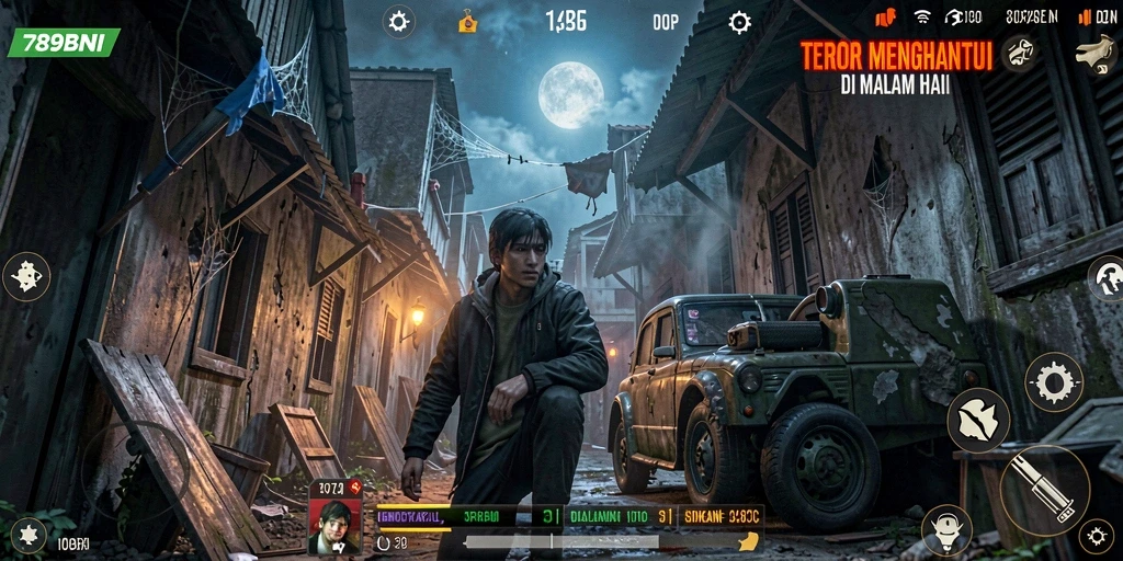 Gameplay menyeramkan dari 789BNI dengan suasana gelap.