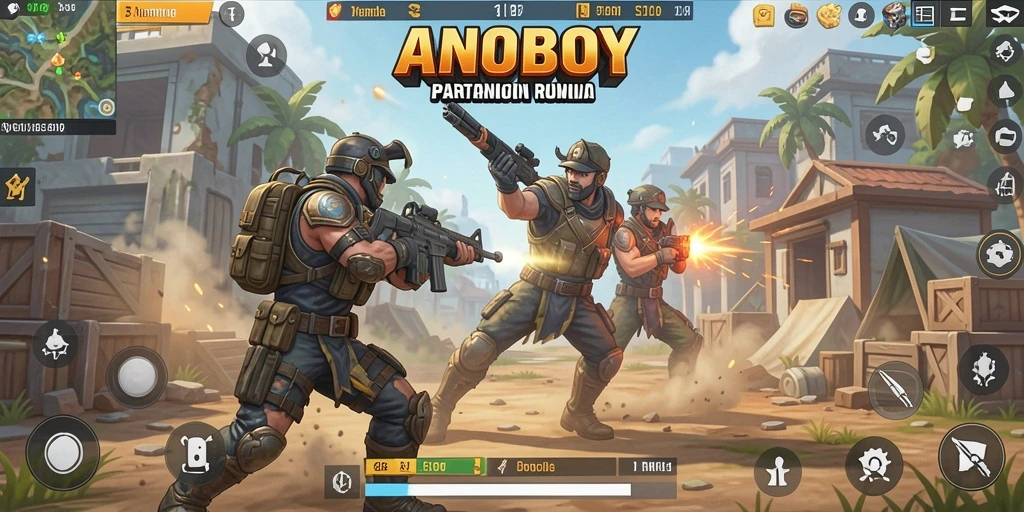Tampilan epic gameplay ANOBOY dalam pertempuran Battle Royale.