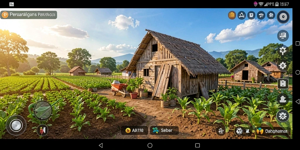 Tampilan gameplay menarik dari API77 dengan aktivitas berkebun.