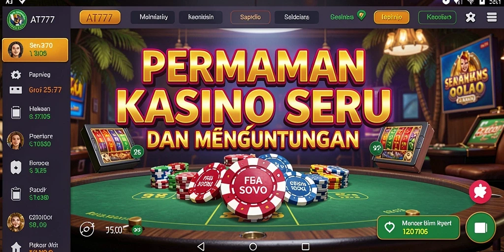 Tampilan gameplay menarik dari AT777 dengan suasana Kasino virtual.