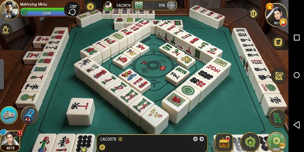 Tampilan permainan Mahjong yang menegangkan dan menantang.