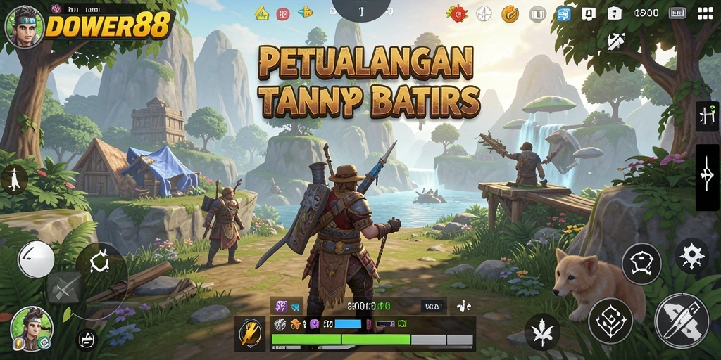 Screenshot utama DOWER88 memperlihatkan aksi seru di dunia terbuka.