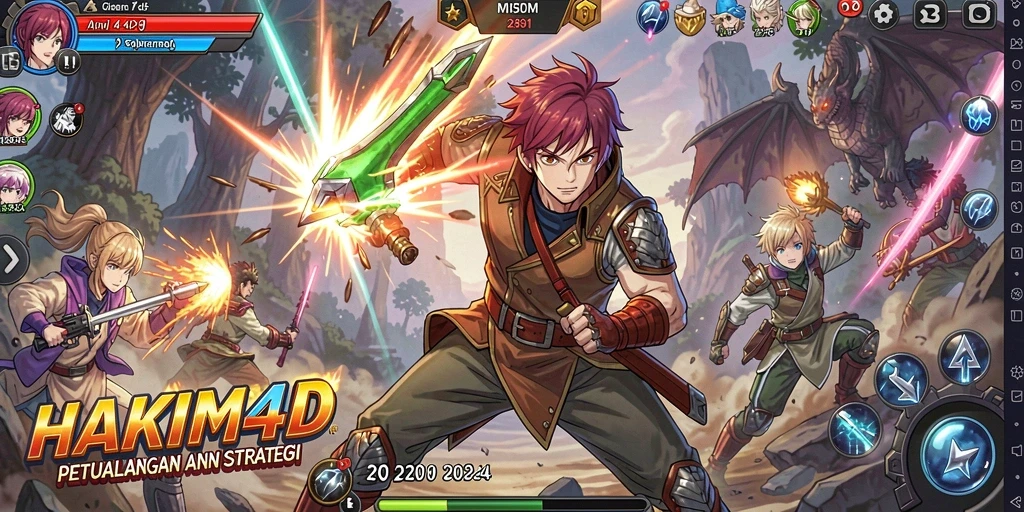 Tampilan seru gameplay HAKIM4D dengan aksi karakter anime.