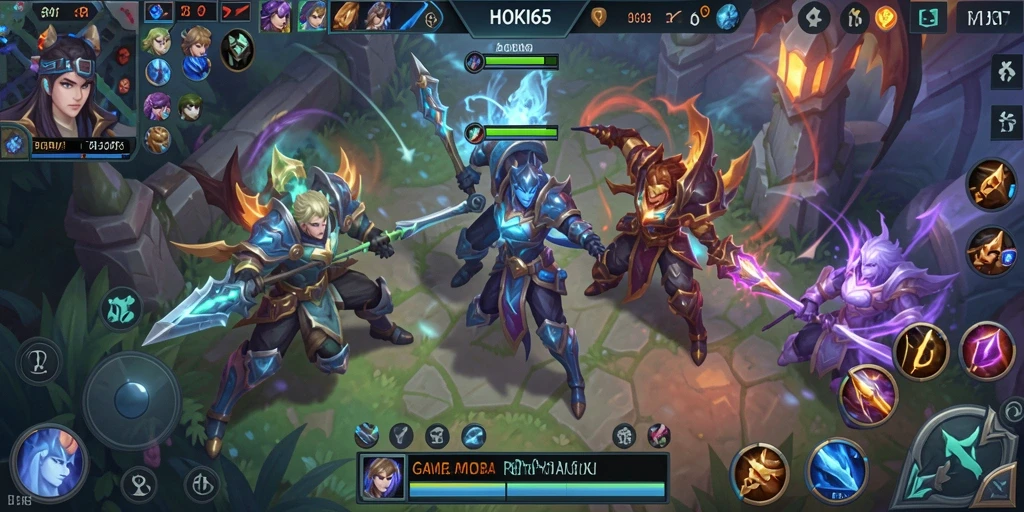 Gameplay seru HOKI65 saat pertarungan tim berlangsung.