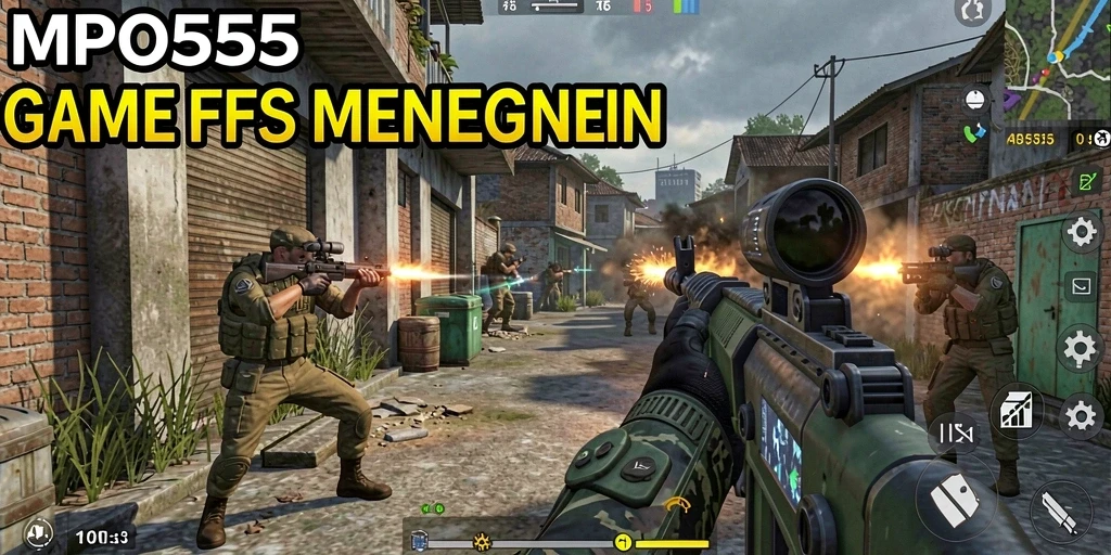 Tampilan gameplay menegangkan di MPO555 dengan aksi FPS intens.
