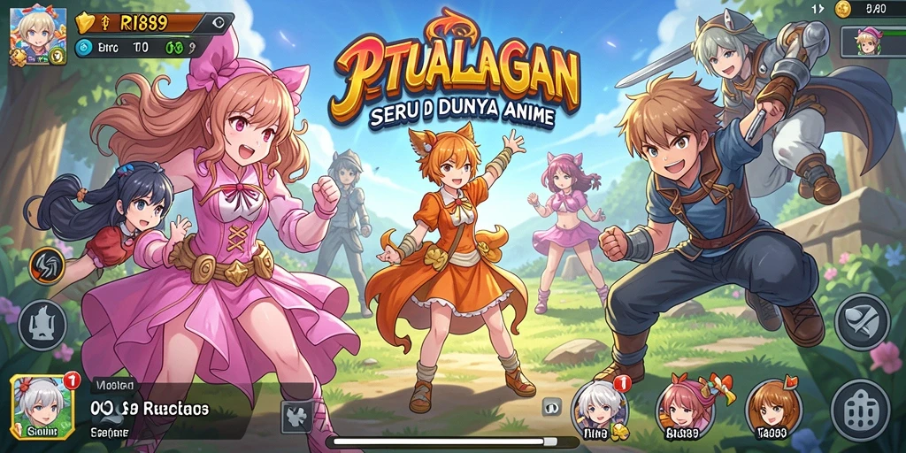 Screenshot gameplay RI889 menunjukkan pertarungan epik karakter anime.