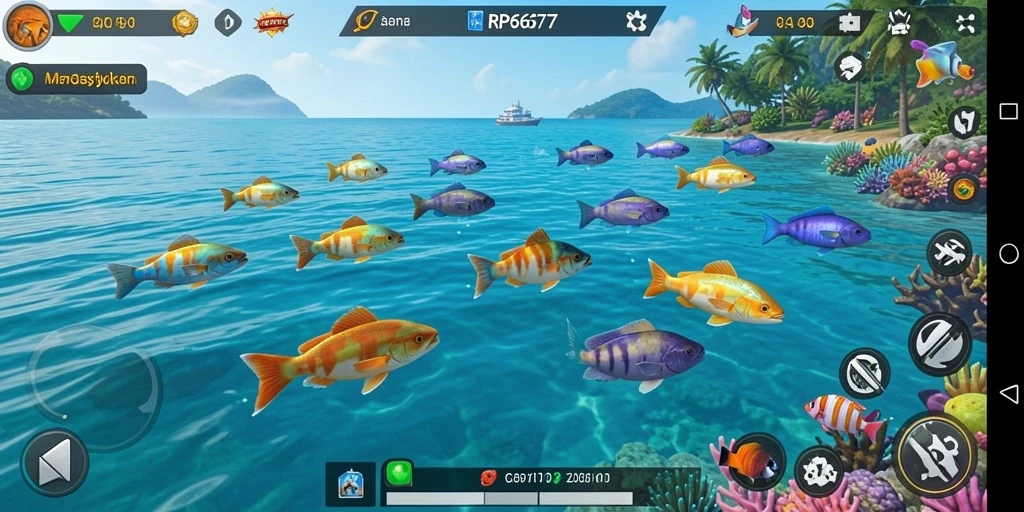 Tampilan gameplay RP6677 menampilkan aksi menembak ikan yang mengasyikkan.
