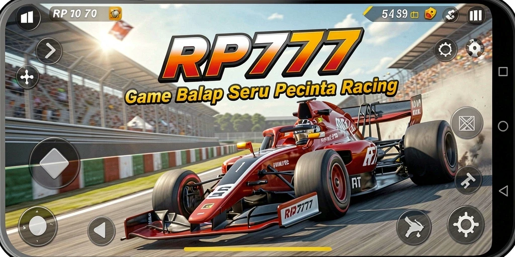 Screenshot gameplay RP777 menampilkan balapan seru dengan mobil yang beraksi di lintasan.