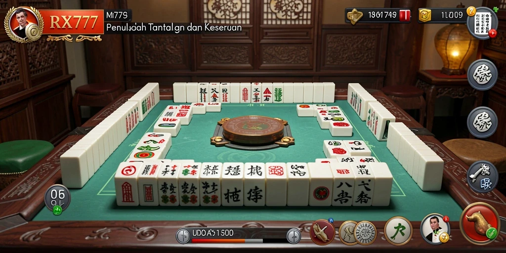 Tampilan gameplay RR777 dengan ubin Mahjong yang berwarna-warni dan menarik.